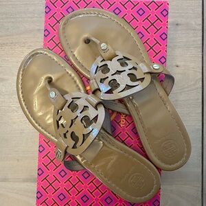 Tory Burch Miller Sandal in Sand Patent Leather